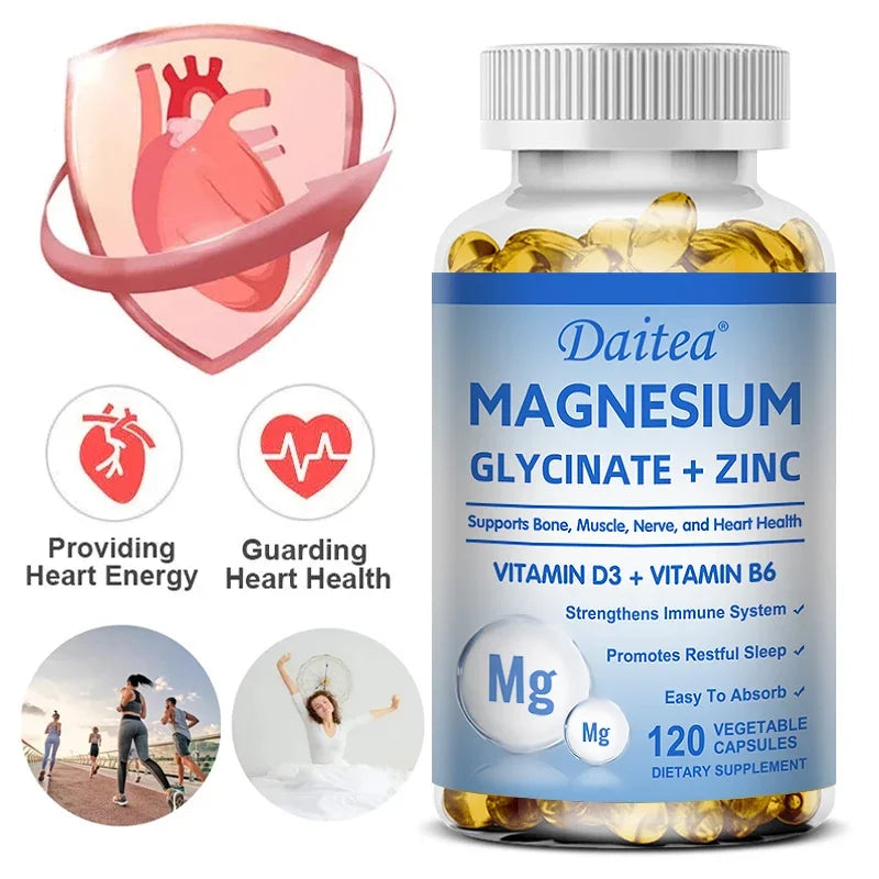 Magnesium, Zinc, Vitamin D3 & Vitamin B6 - Quadruple Supplement - Supports Sleep, Bone, Heart & Immune Health, 120 Capsules - Trending Wellness Store