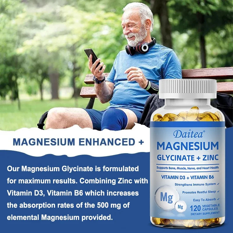 Magnesium, Zinc, Vitamin D3 & Vitamin B6 - Quadruple Supplement - Supports Sleep, Bone, Heart & Immune Health, 120 Capsules - Trending Wellness Store