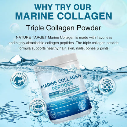 Marine Collagen Peptides Powder, 10 Billion CFUs, 12.35 OZ - Trending Wellness Store