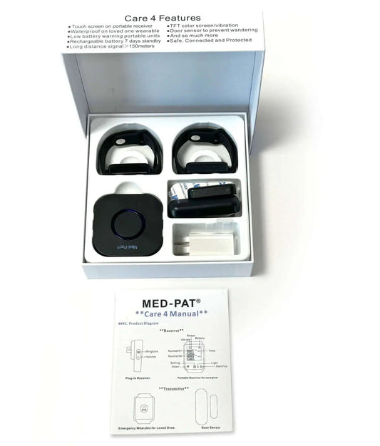Med-Pat CARE-4 Caregiver Pager System | Wearable Touchscreen Receiver, Waterproof Emergency Button & Door Sensor – 24/7 Safety Kit - Trending Wellness Store