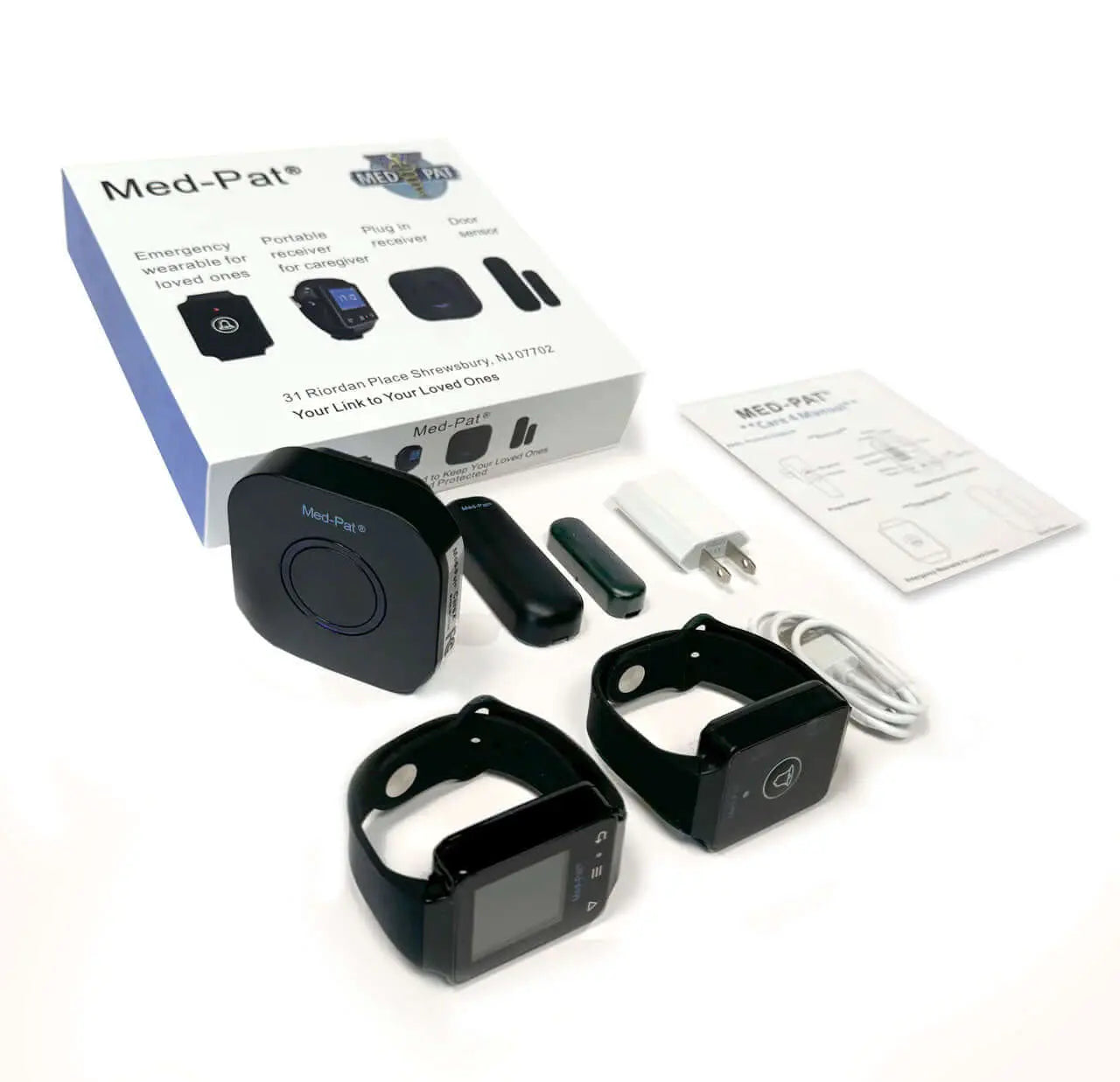 Med-Pat CARE-4 Caregiver Pager System | Wearable Touchscreen Receiver, Waterproof Emergency Button & Door Sensor – 24/7 Safety Kit - Trending Wellness Store