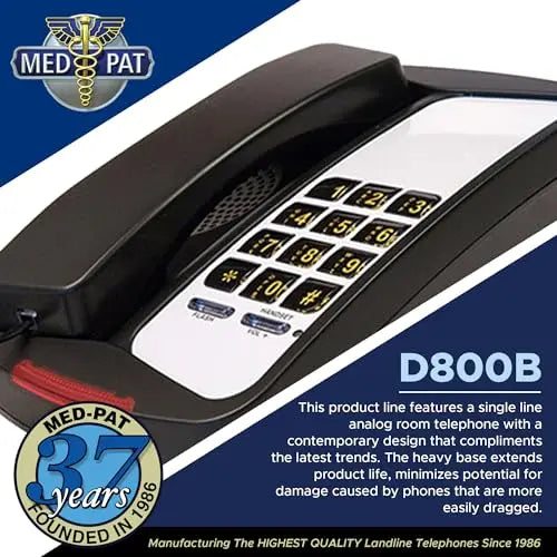 Med-Pat D800 Single Line Analog Desk Set Telephone - Trending Wellness Store