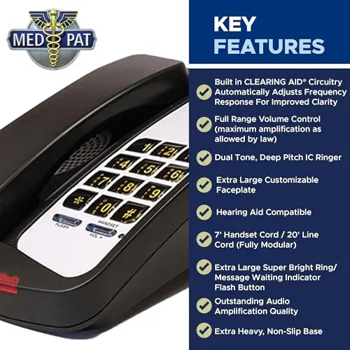 Med-Pat D800 Single Line Analog Desk Set Telephone - Trending Wellness Store