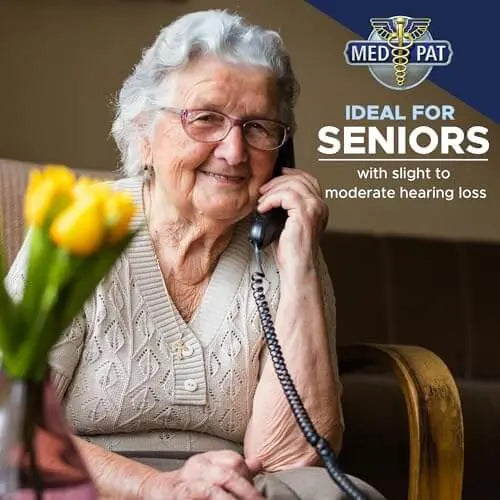 Med-Pat T-4 Trimline Telephone — Corded Amplified Phone, Wall-Mountable & Hearing Aid Compatible for Seniors - Trending Wellness Store