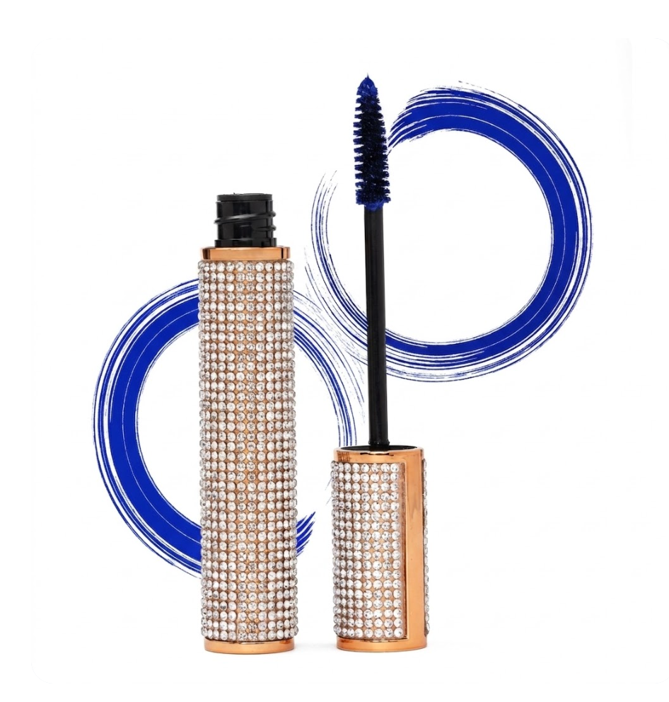 Mega Volume Vegan Mascara Black and Blue – Smudge-Proof with Handmade Diamond Case - Trending Wellness Store