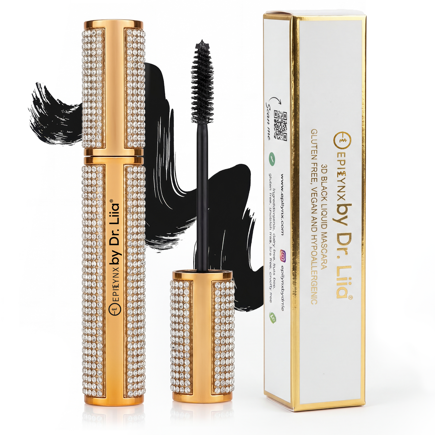 Mega Volume Vegan Mascara Black and Blue – Smudge-Proof with Handmade Diamond Case - Trending Wellness Store