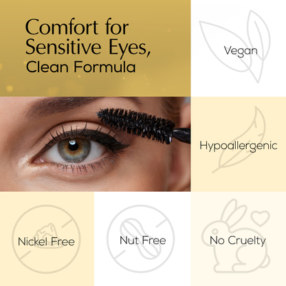 Mega Volume Vegan Mascara Black and Blue – Smudge-Proof with Handmade Diamond Case - Trending Wellness Store