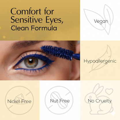 Mega Volume Vegan Mascara Black and Blue – Smudge-Proof with Handmade Diamond Case - Trending Wellness Store