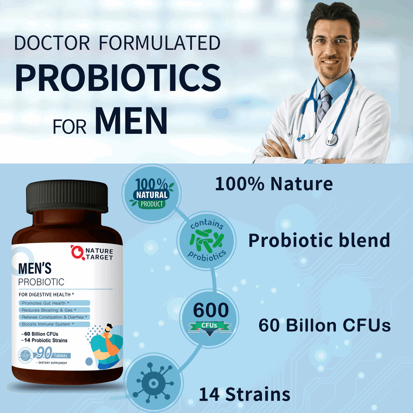 Men’s Probiotics, 60 Billion CFUs - Trending Wellness Store