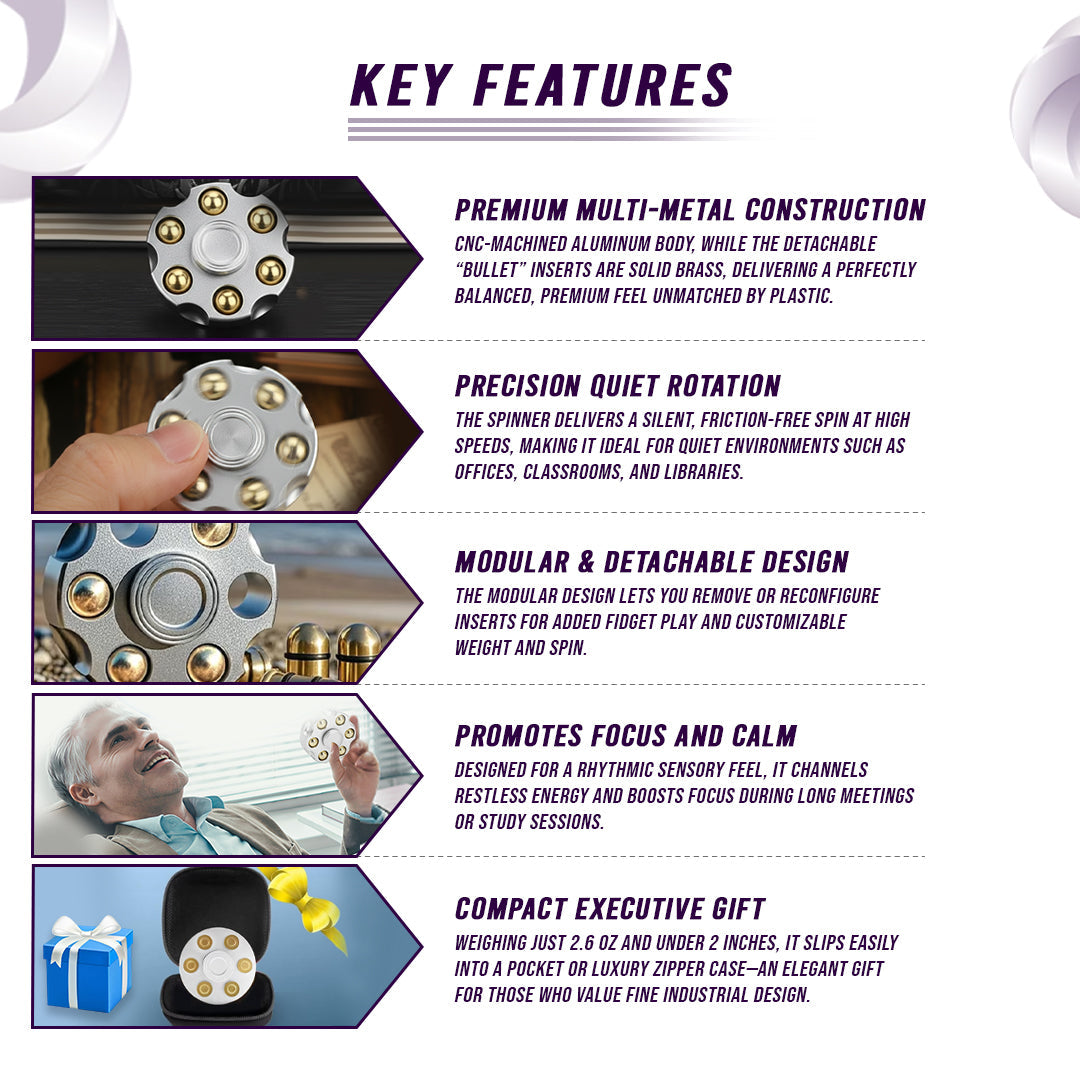 Metal Alloy Rotating Cylinder Spinner Fidget - Trending Wellness Store