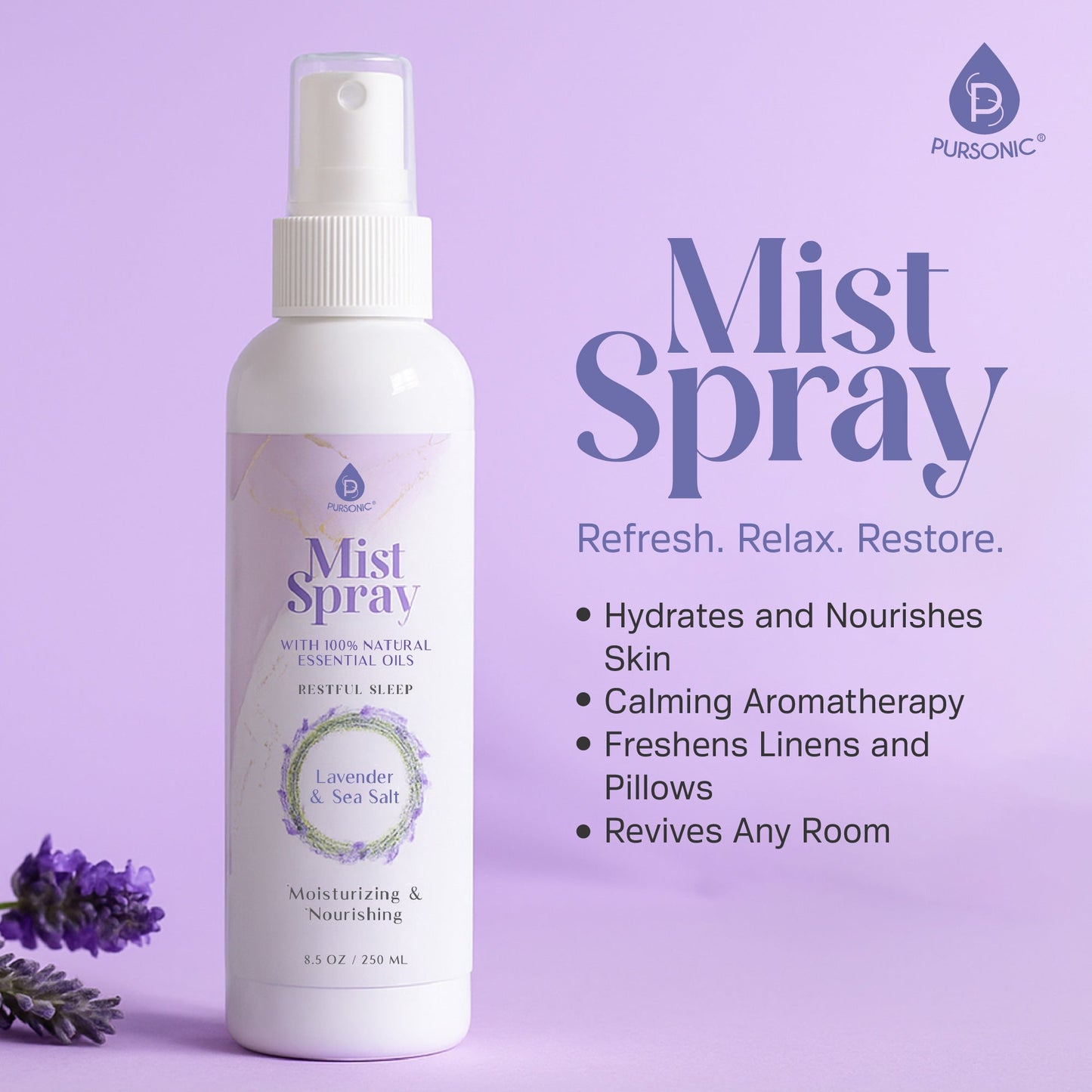Mist Spray with 100% Natural Essential Oils – Lavender & Sea Salt Aromatherapy - Trending Wellness Store