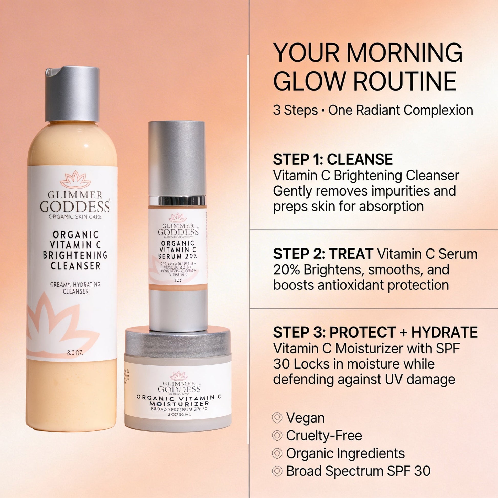 Morning Glow Routine – Vitamin C 3-Step Brightening System - Trending Wellness Store