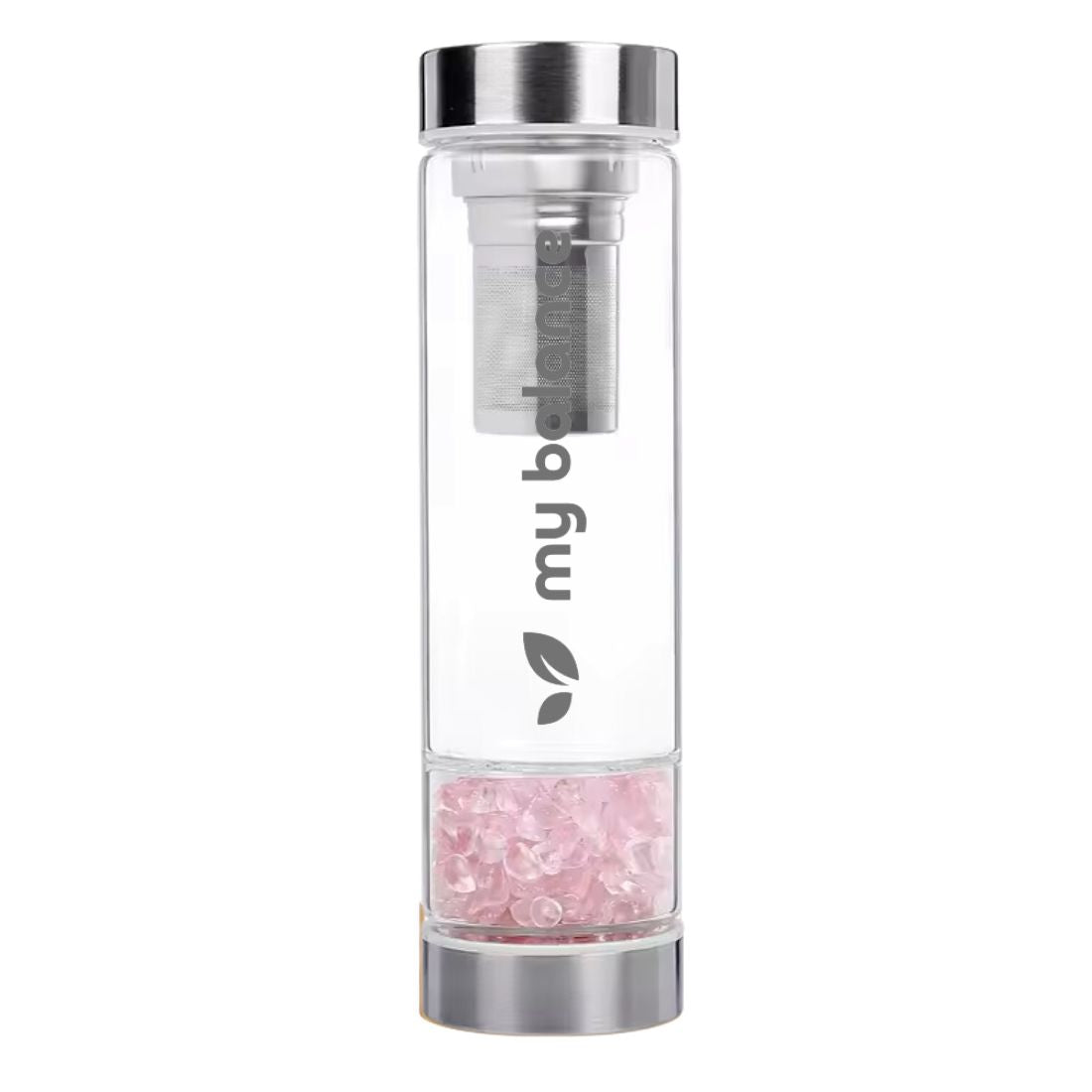 My Balance's High-Quality Borosilicate Glass Bottle with Pink Quartz - Trending Wellness Store