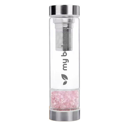 My Balance's High-Quality Borosilicate Glass Bottle with Pink Quartz - Trending Wellness Store