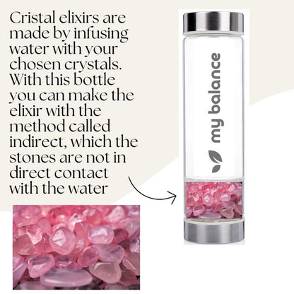 My Balance's High-Quality Borosilicate Glass Bottle with Pink Quartz - Trending Wellness Store