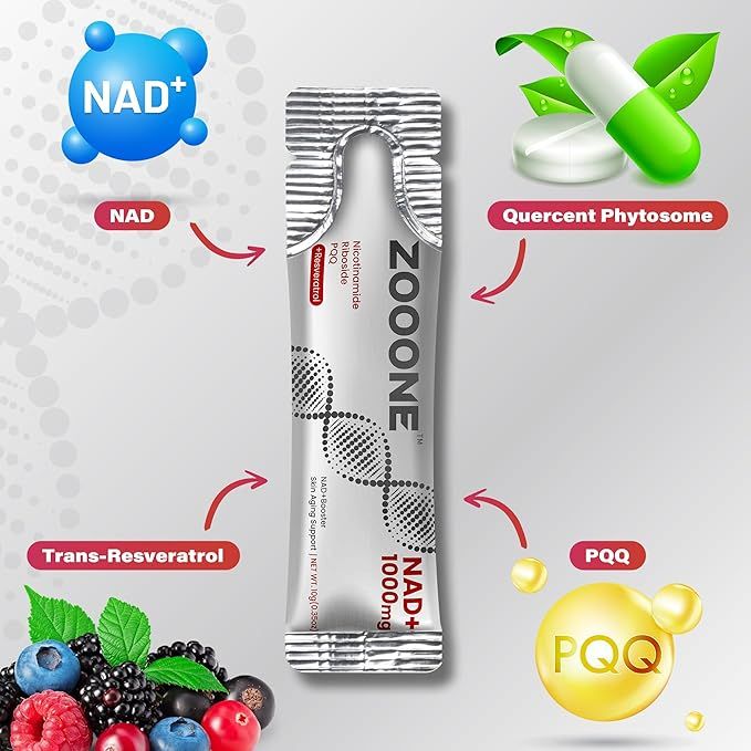 NAD booster, suitable for men and women (30 packs) with high-quality nicotinamide riboside and resveratrol, helping cellular energy