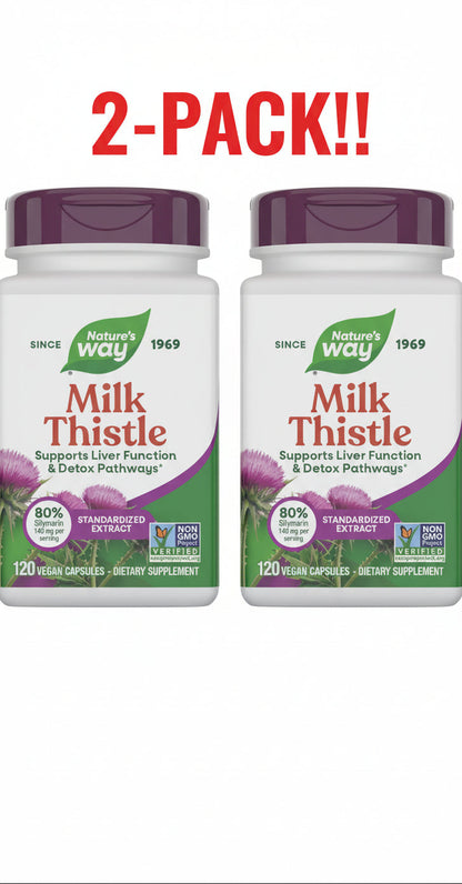Nature's Way Milk Thistle Extract - Liver Function & Detoxification Support, 80% Silymarin (2 Pack: 240 Capsules) - Trending Wellness Store