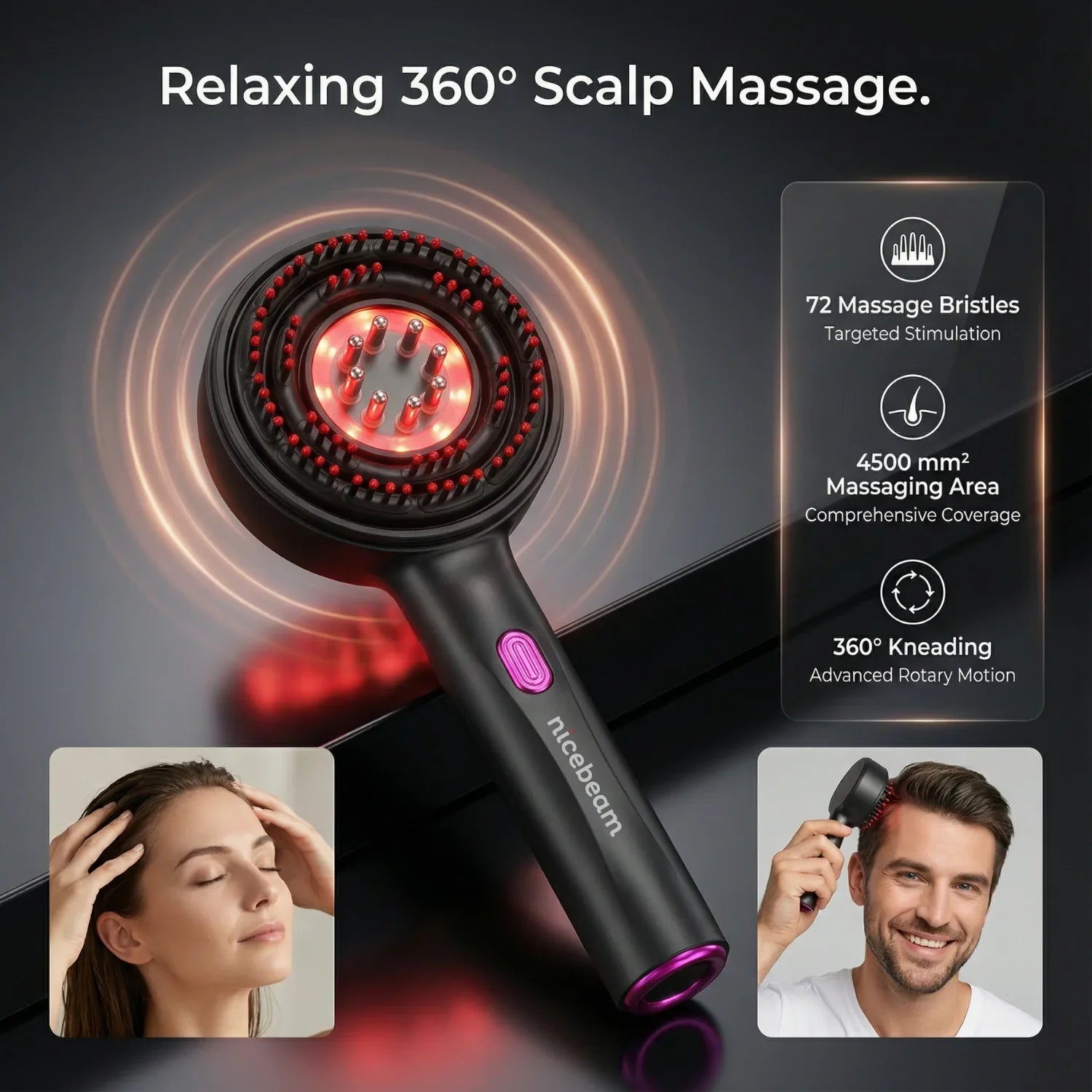 Nicebeam 3-in-1 Scalp Massager with Red Light Therapy for Hair Growth & Scalp Health - Trending Wellness Store