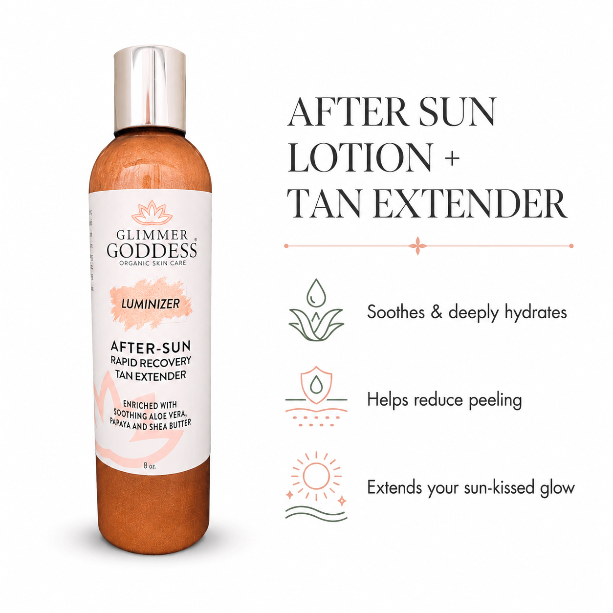 Organic After Sun Lotion & Tan Extender – Luminizing Shimmer - Trending Wellness Store