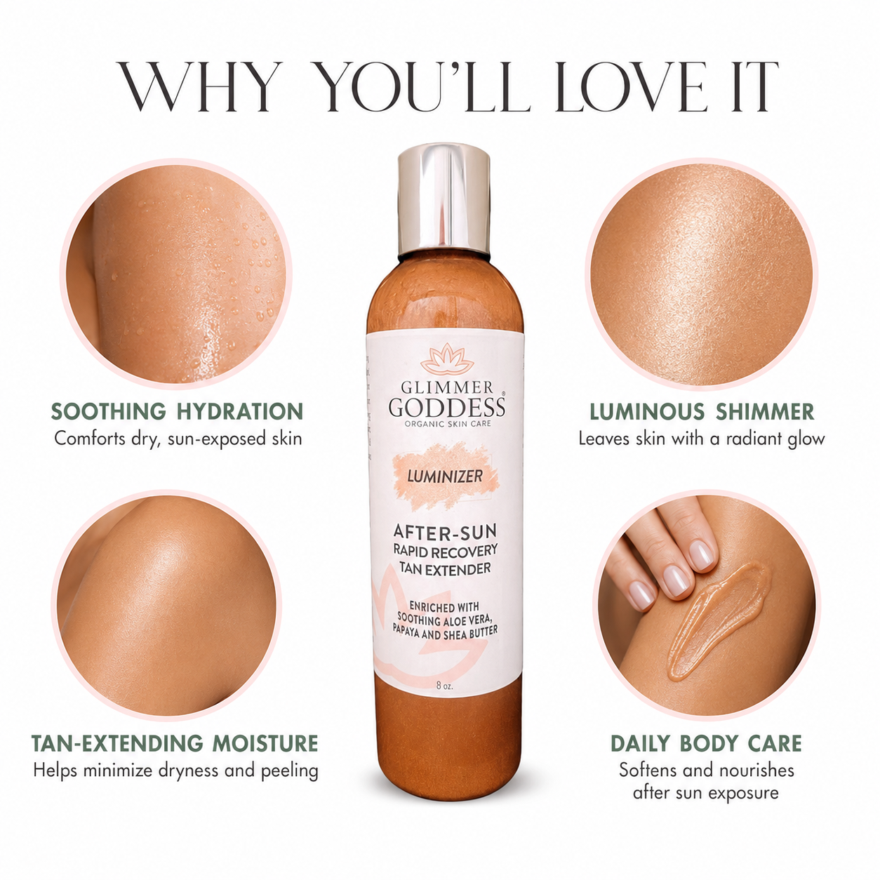 Organic After Sun Lotion & Tan Extender – Luminizing Shimmer - Trending Wellness Store