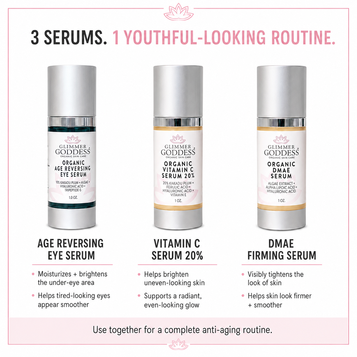 Organic Anti-Aging Trio – Vitamin C & Firming Serums - Trending Wellness Store