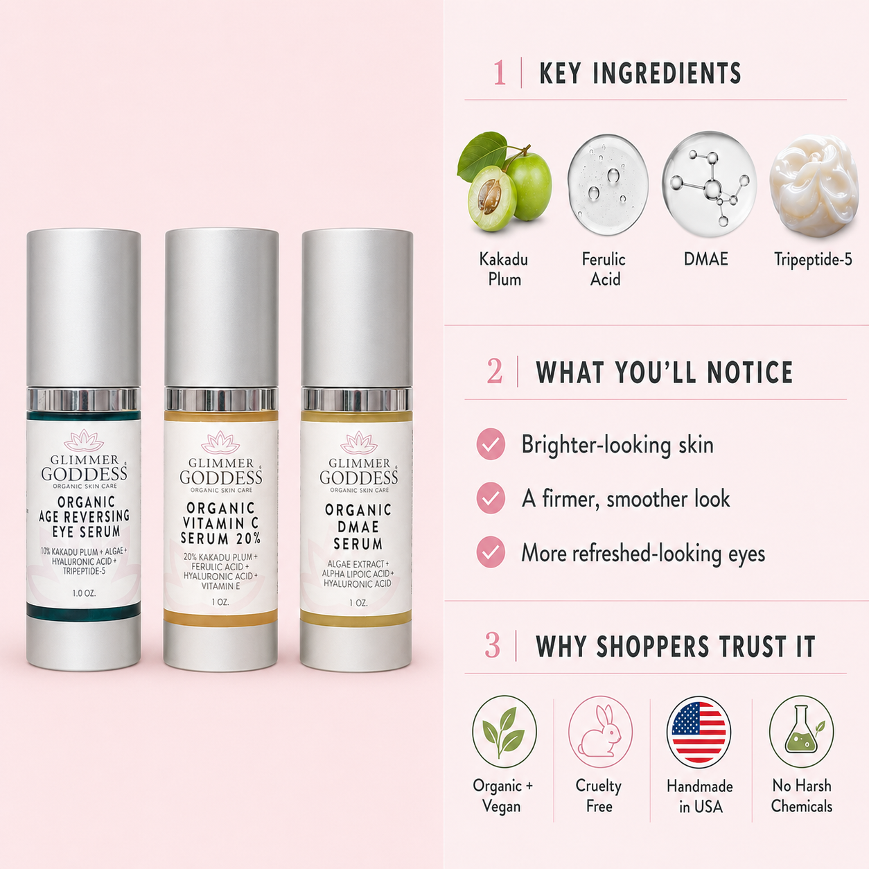 Organic Anti-Aging Trio – Vitamin C & Firming Serums - Trending Wellness Store