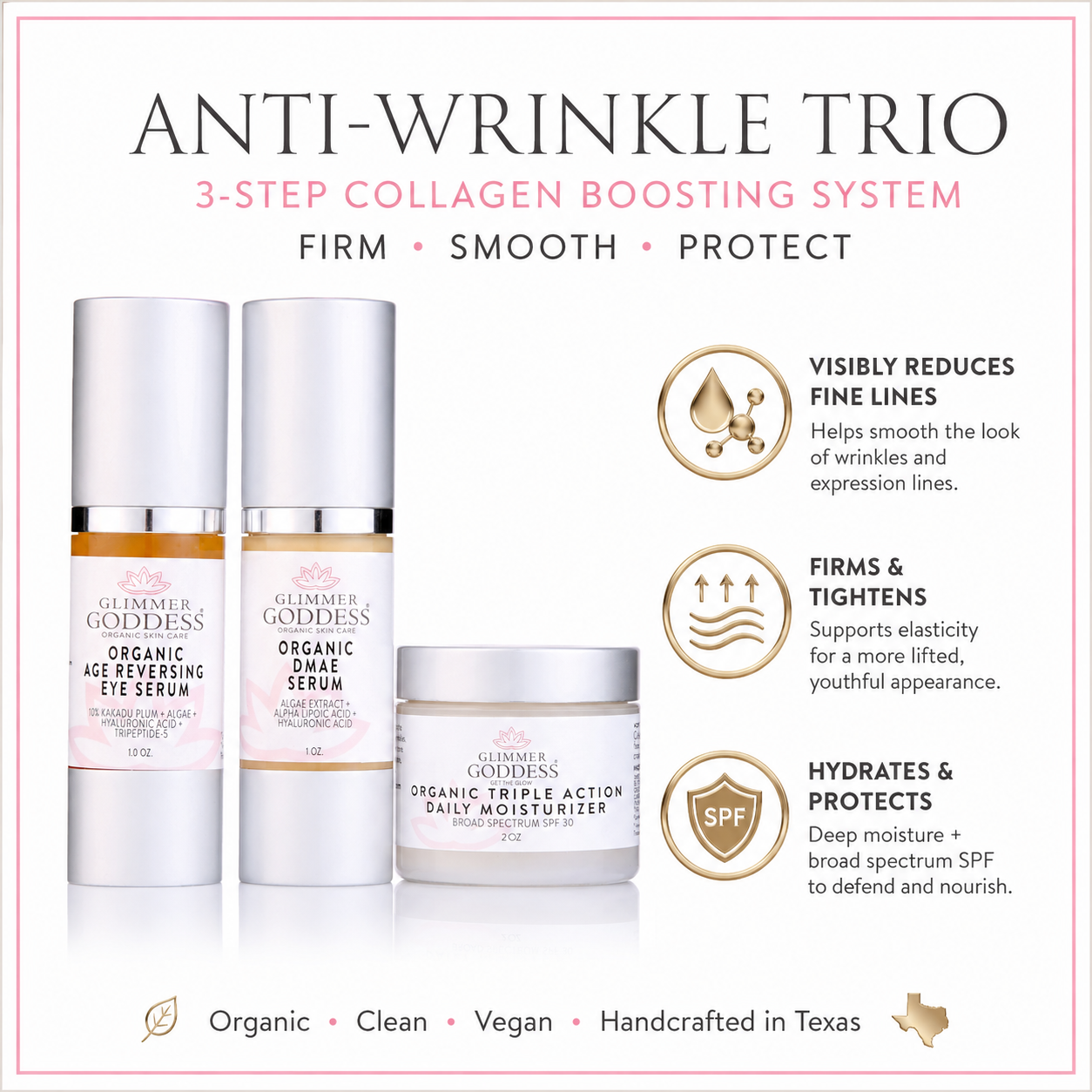 Organic Anti-Wrinkle Trio – 3-Step Collagen Boosting System - Trending Wellness Store