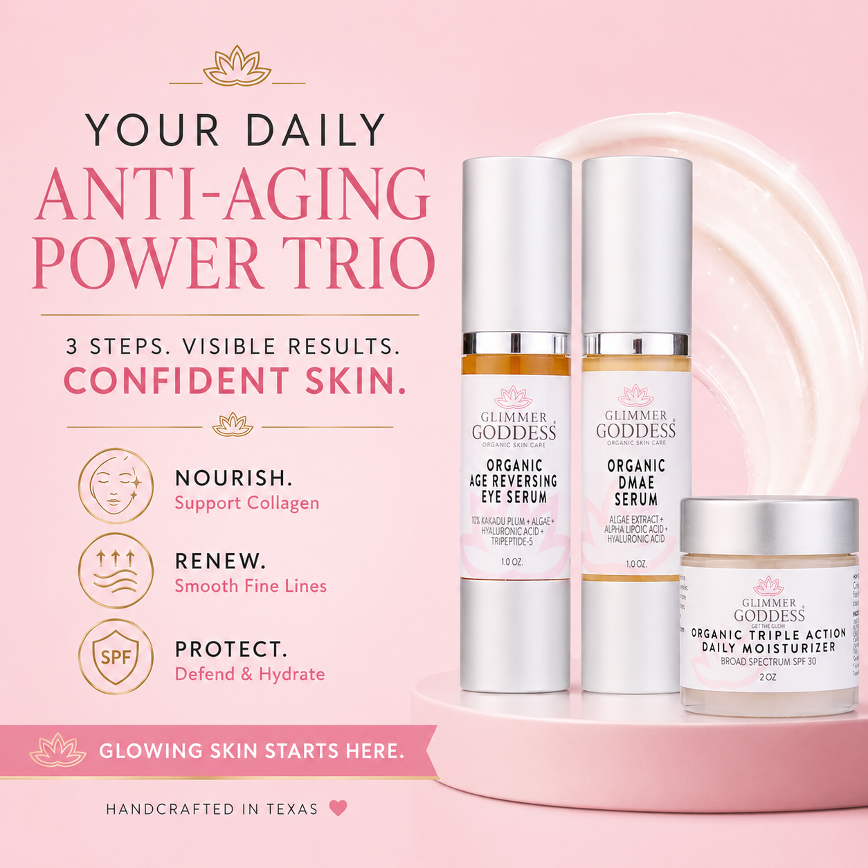 Organic Anti-Wrinkle Trio – 3-Step Collagen Boosting System - Trending Wellness Store