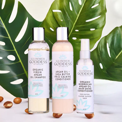 Organic Argan Oil Hair Treatment Trio – Hydrating 3-Step System - Trending Wellness Store
