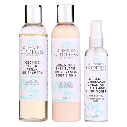 Organic Argan Oil Hair Treatment Trio – Hydrating 3-Step System - Trending Wellness Store
