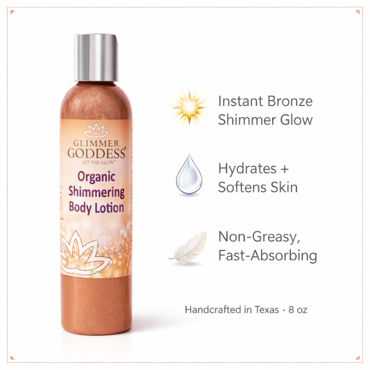 Organic Bronze Shimmer Body Lotion – Buildable Luminous Glow - Trending Wellness Store