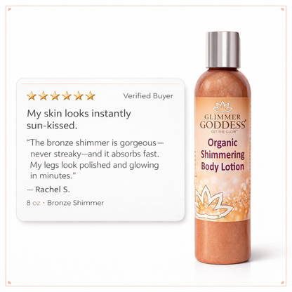 Organic Bronze Shimmer Body Lotion – Buildable Luminous Glow - Trending Wellness Store