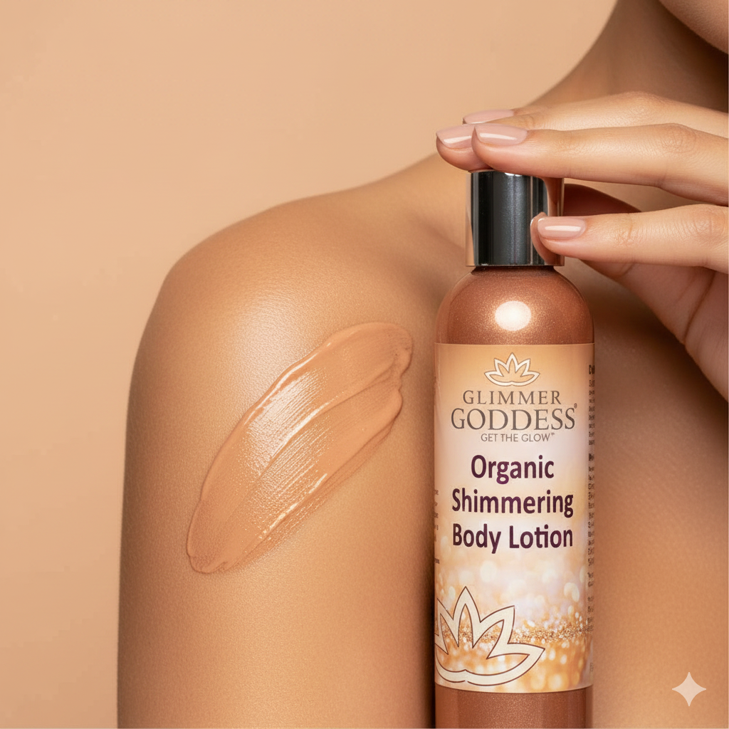 Organic Bronze Shimmer Body Lotion – Buildable Luminous Glow - Trending Wellness Store