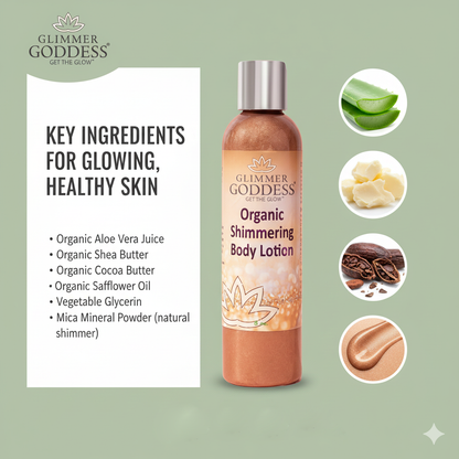 Organic Bronze Shimmer Body Lotion – Buildable Luminous Glow - Trending Wellness Store