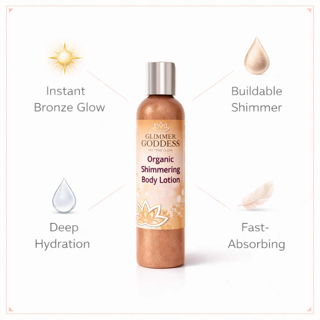 Organic Bronze Shimmer Body Lotion – Buildable Luminous Glow - Trending Wellness Store