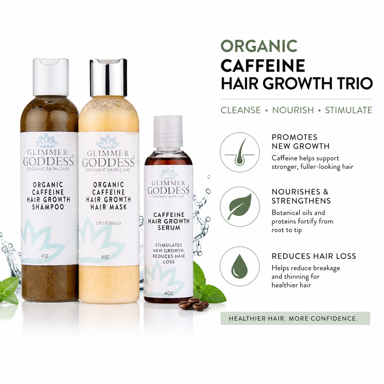 Organic Caffeine Hair Growth System – 3-Step Treatment Set - Trending Wellness Store