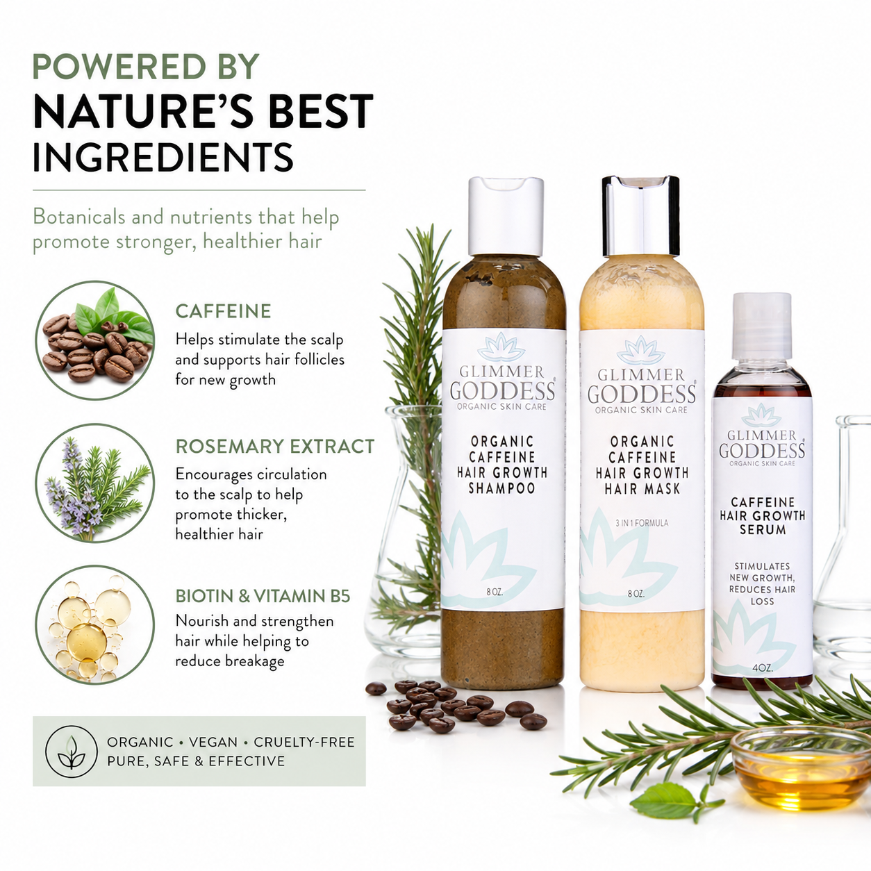 Organic Caffeine Hair Growth System – 3-Step Treatment Set - Trending Wellness Store