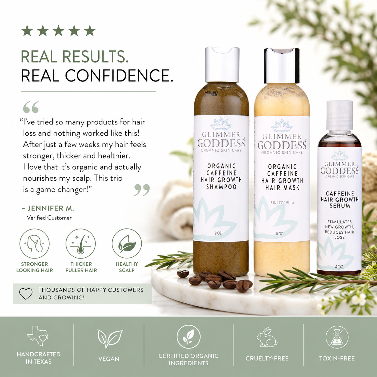 Organic Caffeine Hair Growth System – 3-Step Treatment Set - Trending Wellness Store