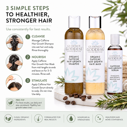 Organic Caffeine Hair Growth System – 3-Step Treatment Set - Trending Wellness Store