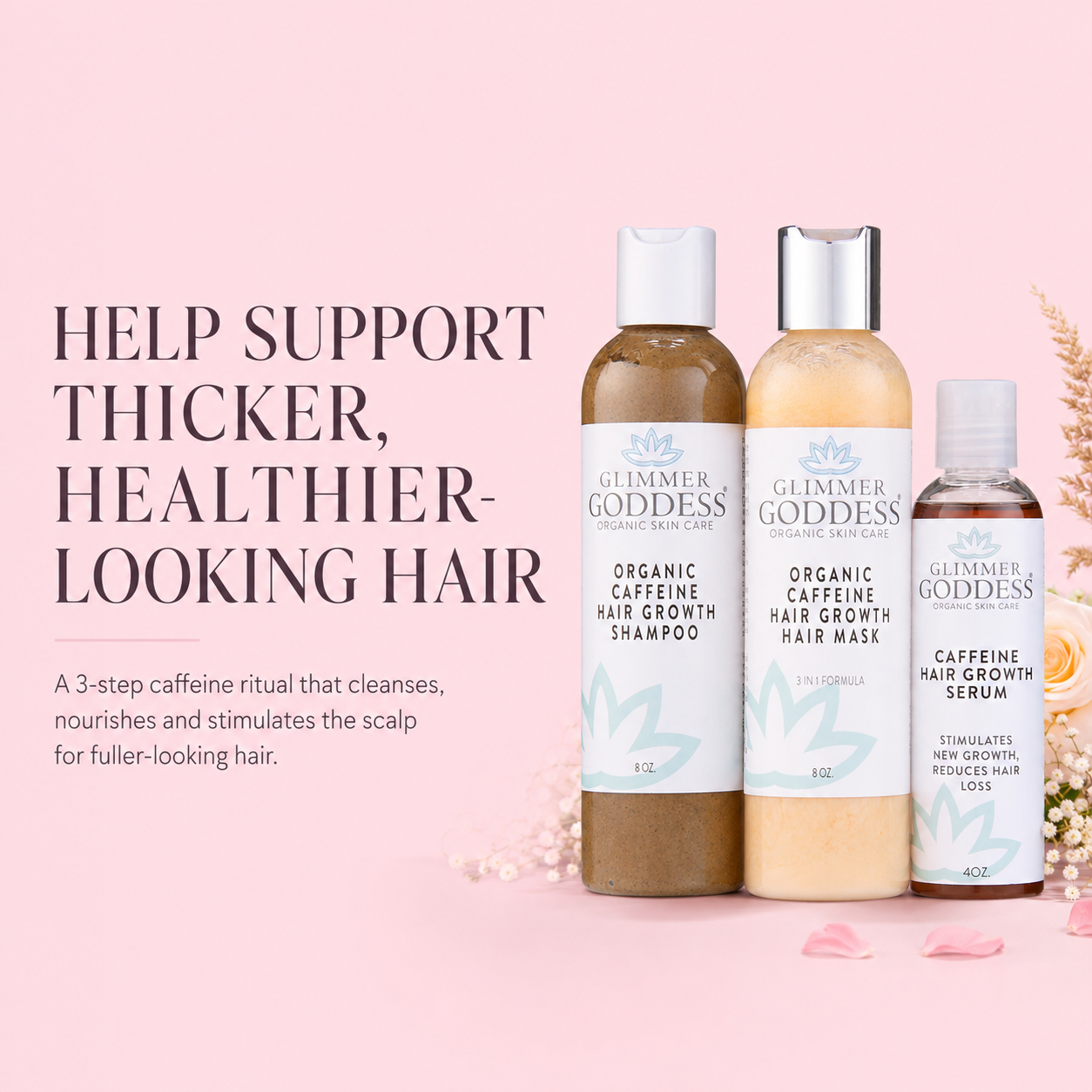 Organic Caffeine Hair Growth System – 3-Step Treatment Set - Trending Wellness Store
