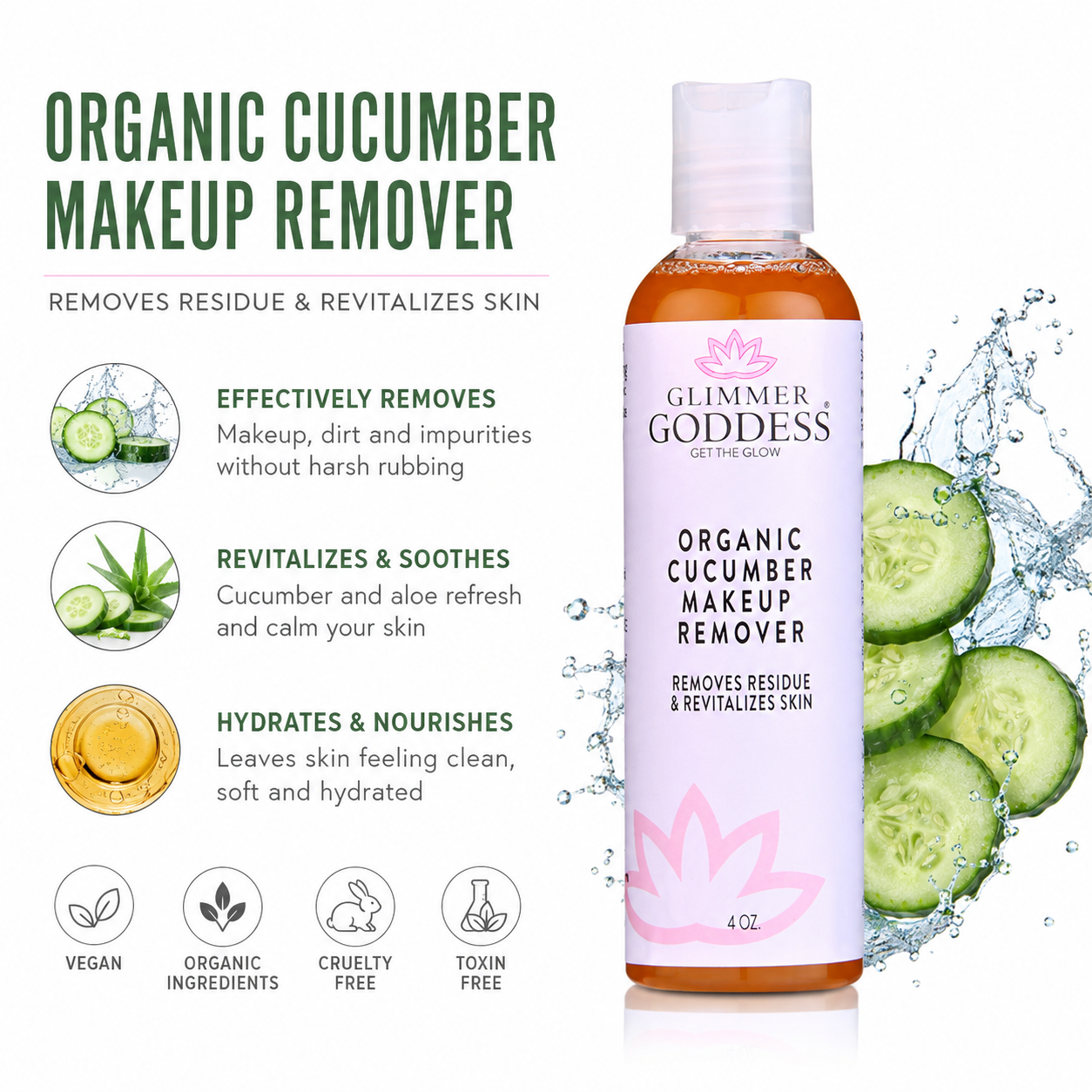 Organic Cucumber Makeup Remover – No Oily Residue - Trending Wellness Store