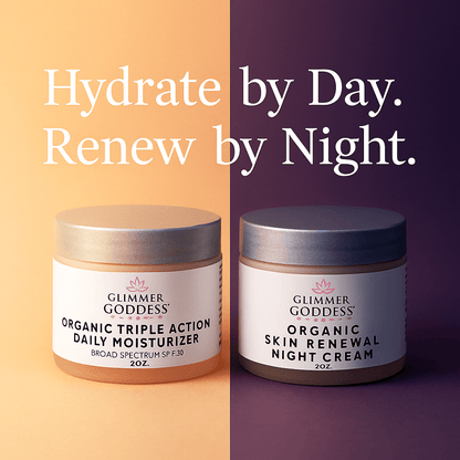 Organic Day & Night Duo – Triple Action SPF 30 Moisturizer + Skin Renewal Night Cream Bundle - Trending Wellness Store