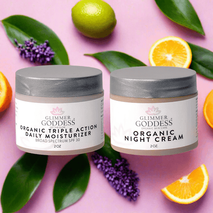 Organic Day & Night Duo – Triple Action SPF 30 Moisturizer + Skin Renewal Night Cream Bundle - Trending Wellness Store