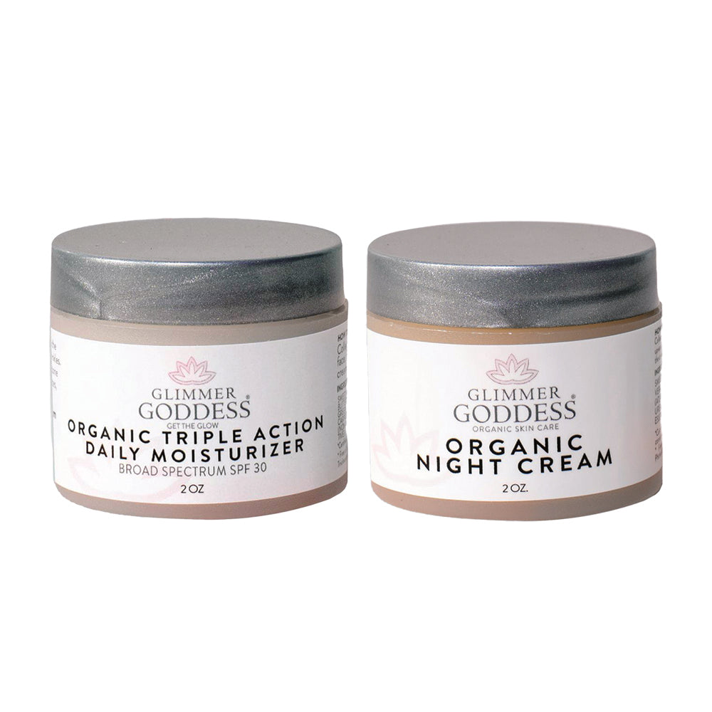 Organic Day & Night Duo – Triple Action SPF 30 Moisturizer + Skin Renewal Night Cream Bundle - Trending Wellness Store