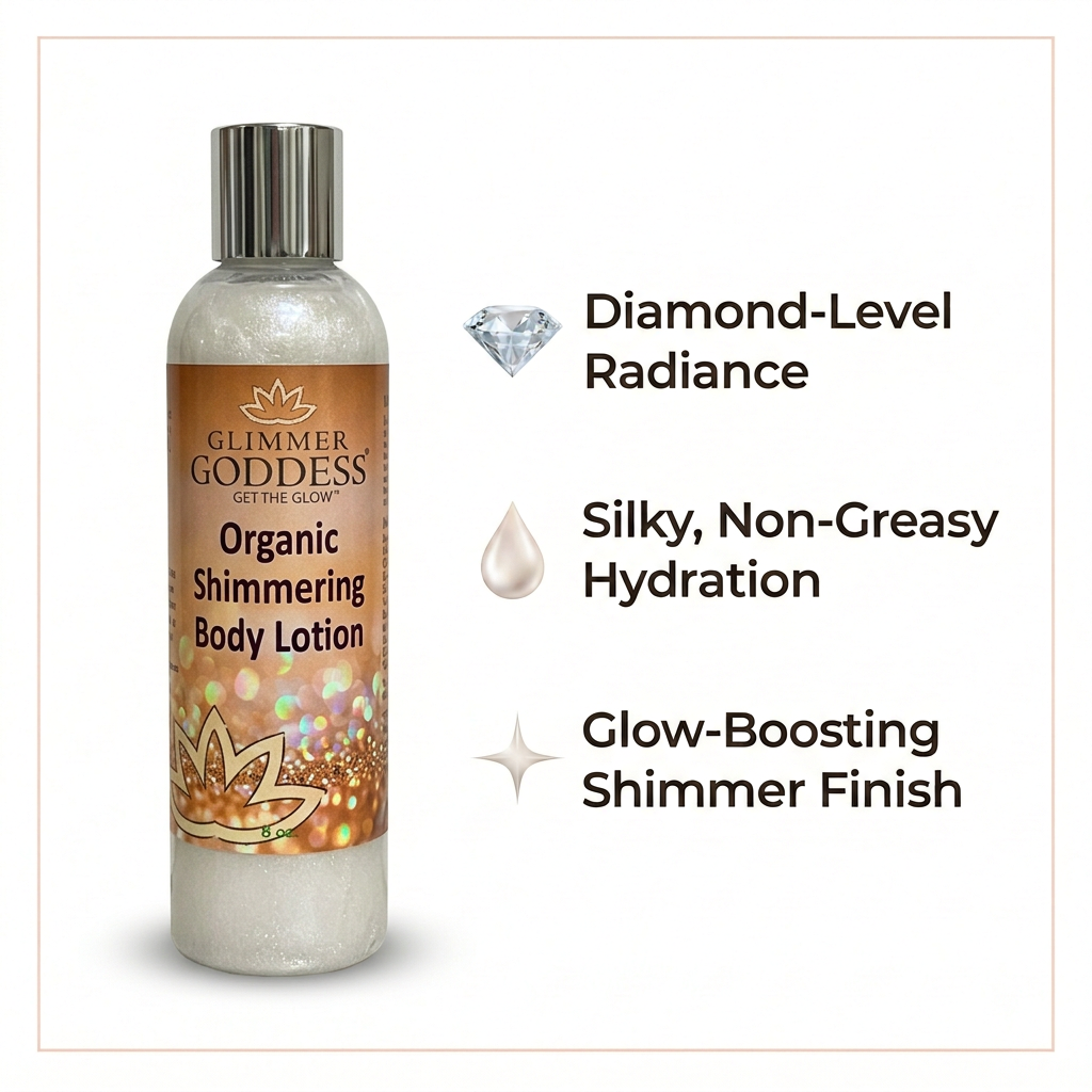 Organic Diamond Shimmer Body Lotion – Buildable Luminous Glow - Trending Wellness Store