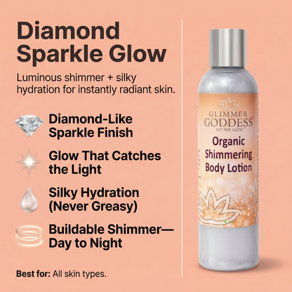 Organic Diamond Shimmer Body Lotion – Buildable Luminous Glow - Trending Wellness Store
