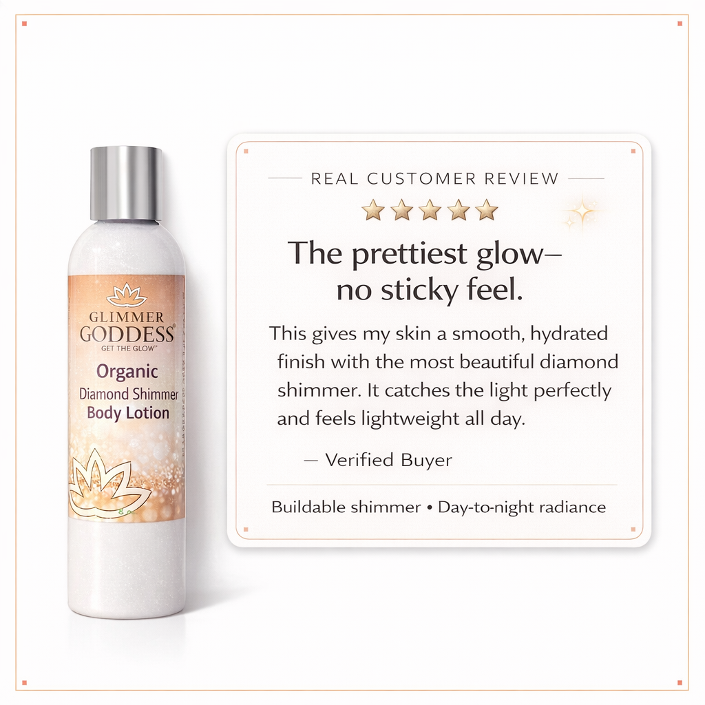 Organic Diamond Shimmer Body Lotion – Buildable Luminous Glow - Trending Wellness Store