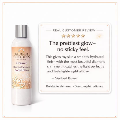 Organic Diamond Shimmer Body Lotion – Buildable Luminous Glow - Trending Wellness Store