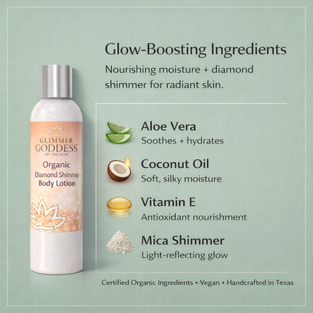 Organic Diamond Shimmer Body Lotion – Buildable Luminous Glow - Trending Wellness Store