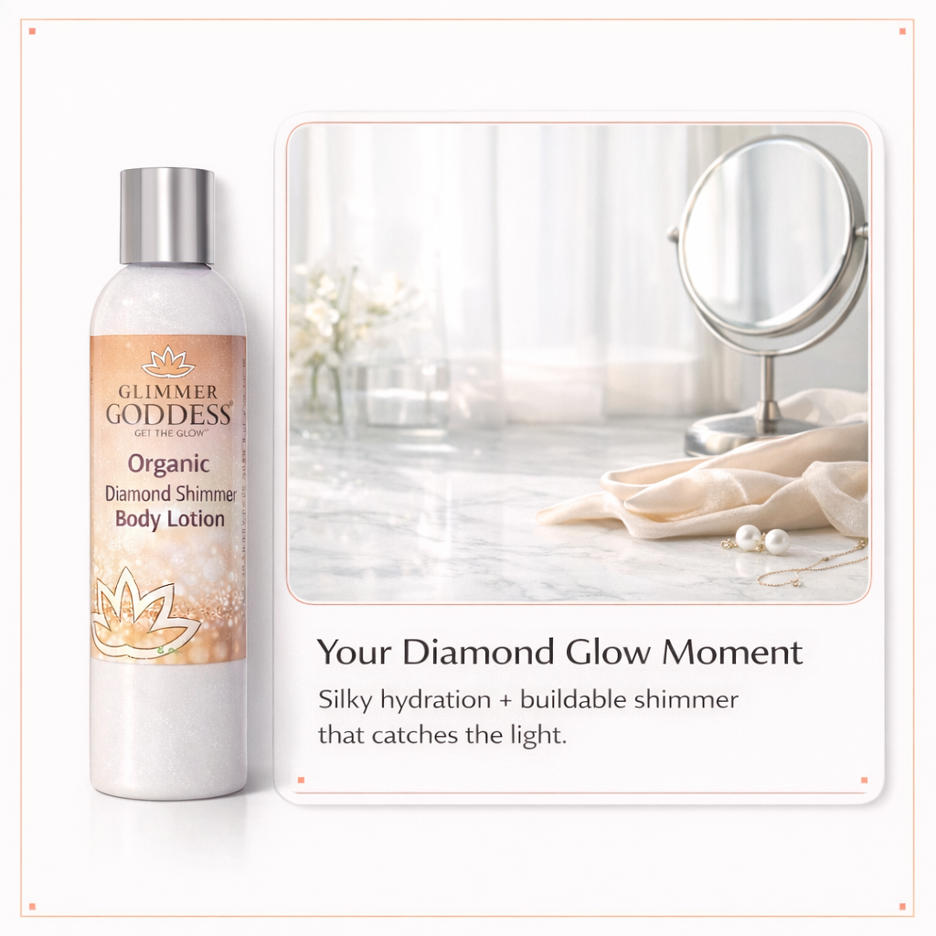 Organic Diamond Shimmer Body Lotion – Buildable Luminous Glow - Trending Wellness Store